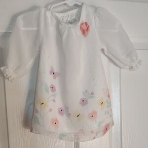 Rene Rofe White Dress with Pink and Purple Floral Accents